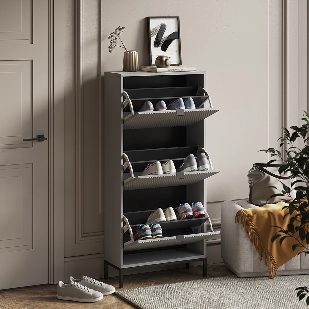 Skotipper Eliza Grå 60 x 130 cm med 3 foldeskuffer Vicco