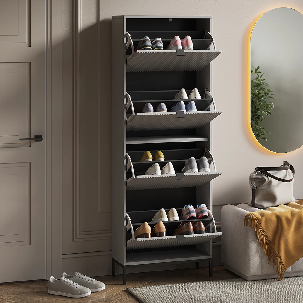 Skotipper Eliza Grå 60 x 168 cm med 4 foldeskuffer Vicco