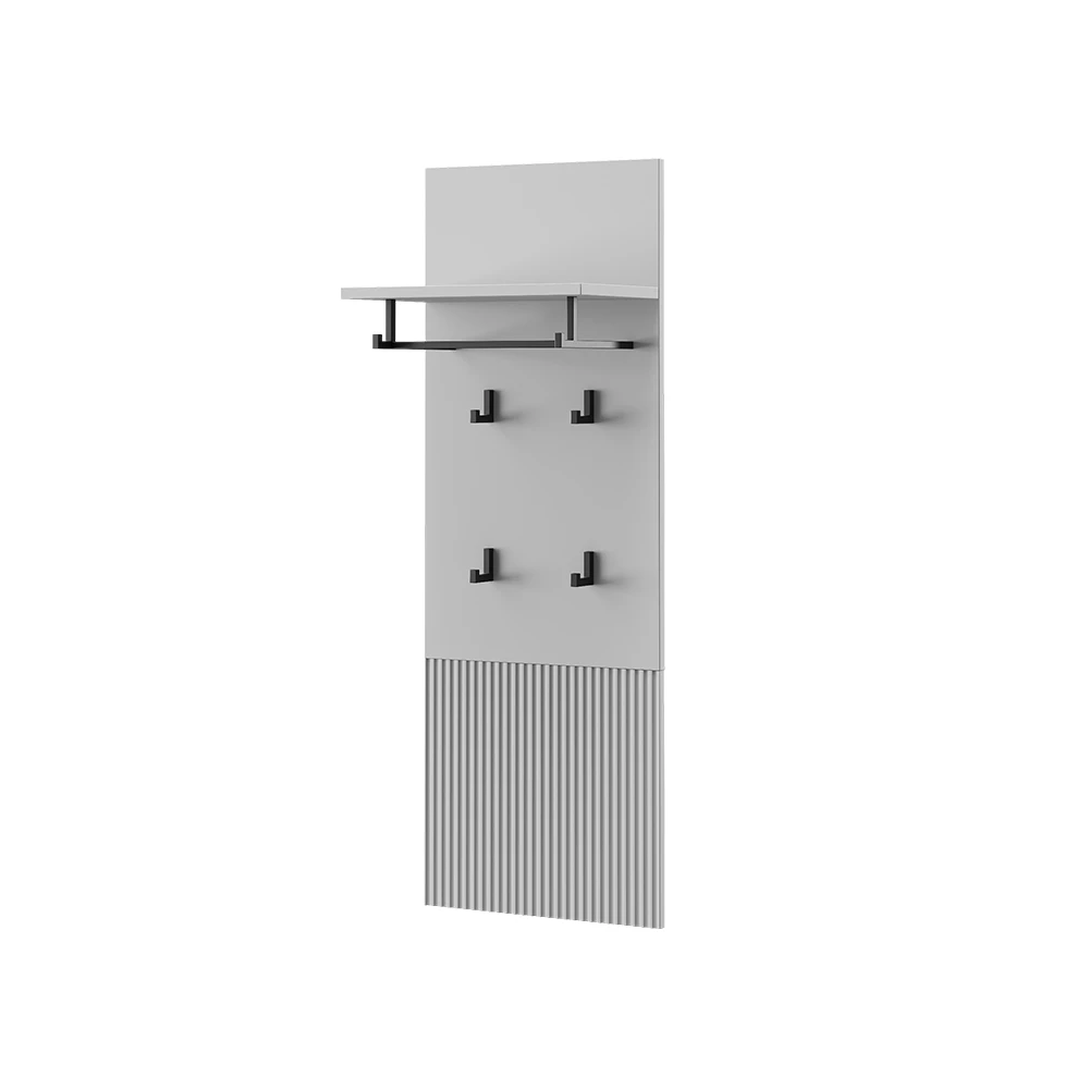 Wandgarderobe in Grau auf weißem Hintergrund
