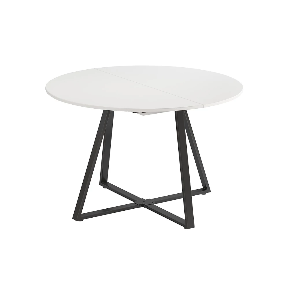 Esstisch in Weiß/Schwarz auf weißem Hintergrund