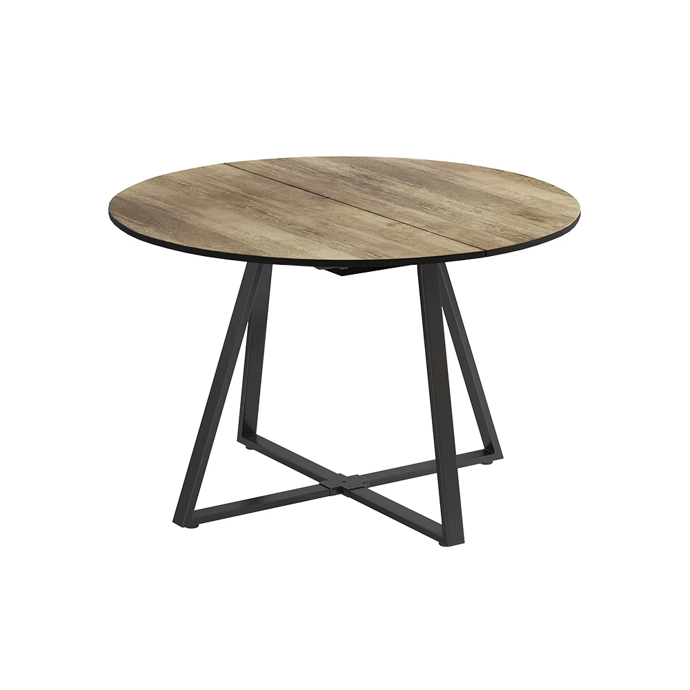 Esstisch in Eiche rustikal/Schwarz auf weißem Hintergrund