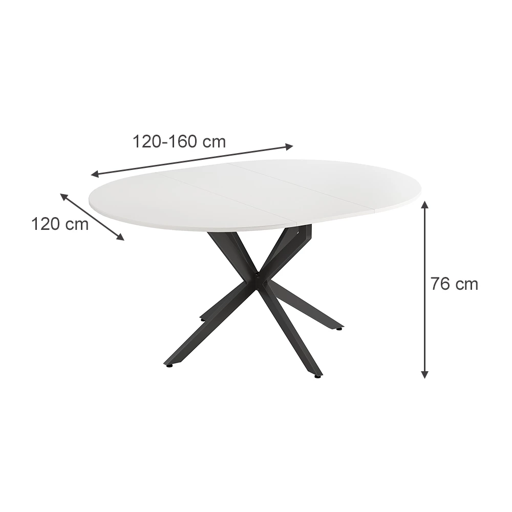 Mesa de jantar in Weiß/Schwarz on white background