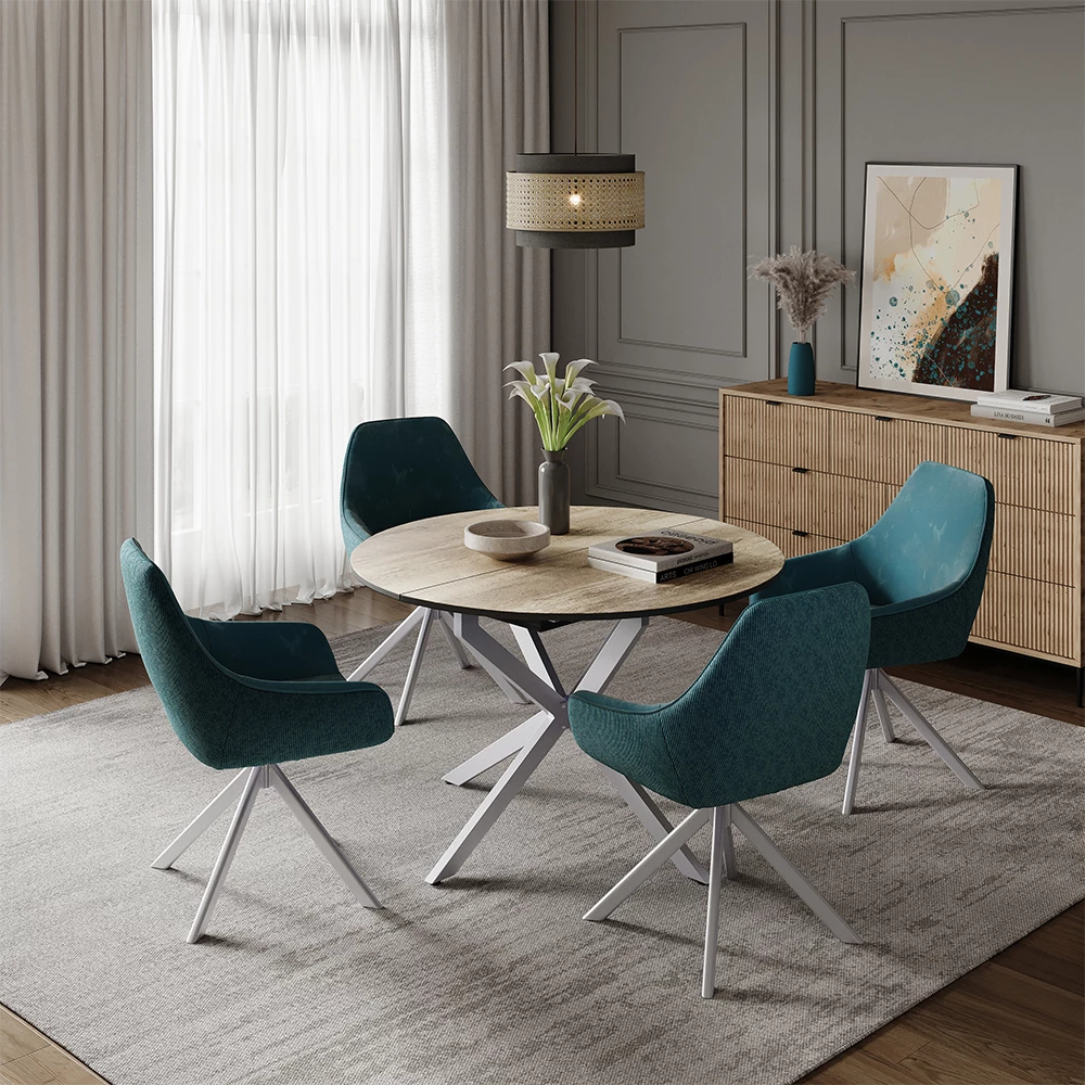 Esstisch Loyd Eiche rustikal/Grau 120 x 76.5 cm ausziehbar livinity®