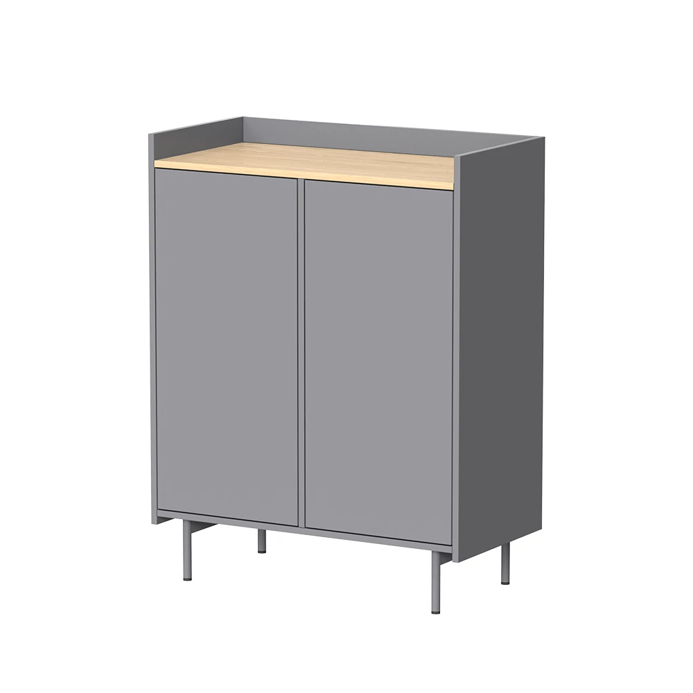 Sideboard i farven Grå/eg på hvid baggrund