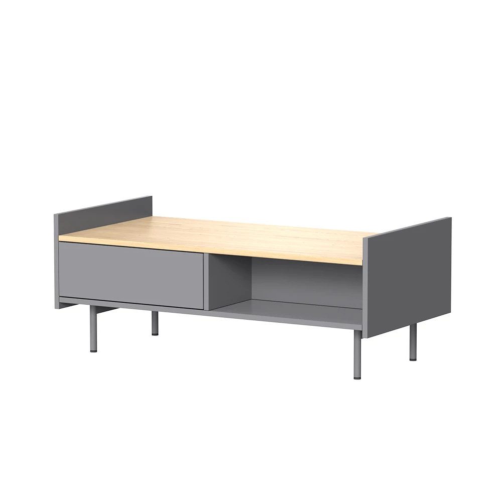 Mesa de centro in Grau/Eiche on white background
