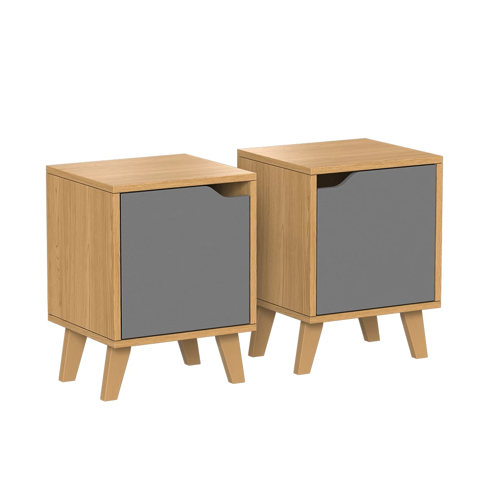 Table de nuit en Chêne/Anthracite sur fond blanc