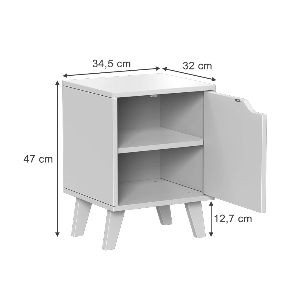 Table de nuit en Blanc sur fond blanc