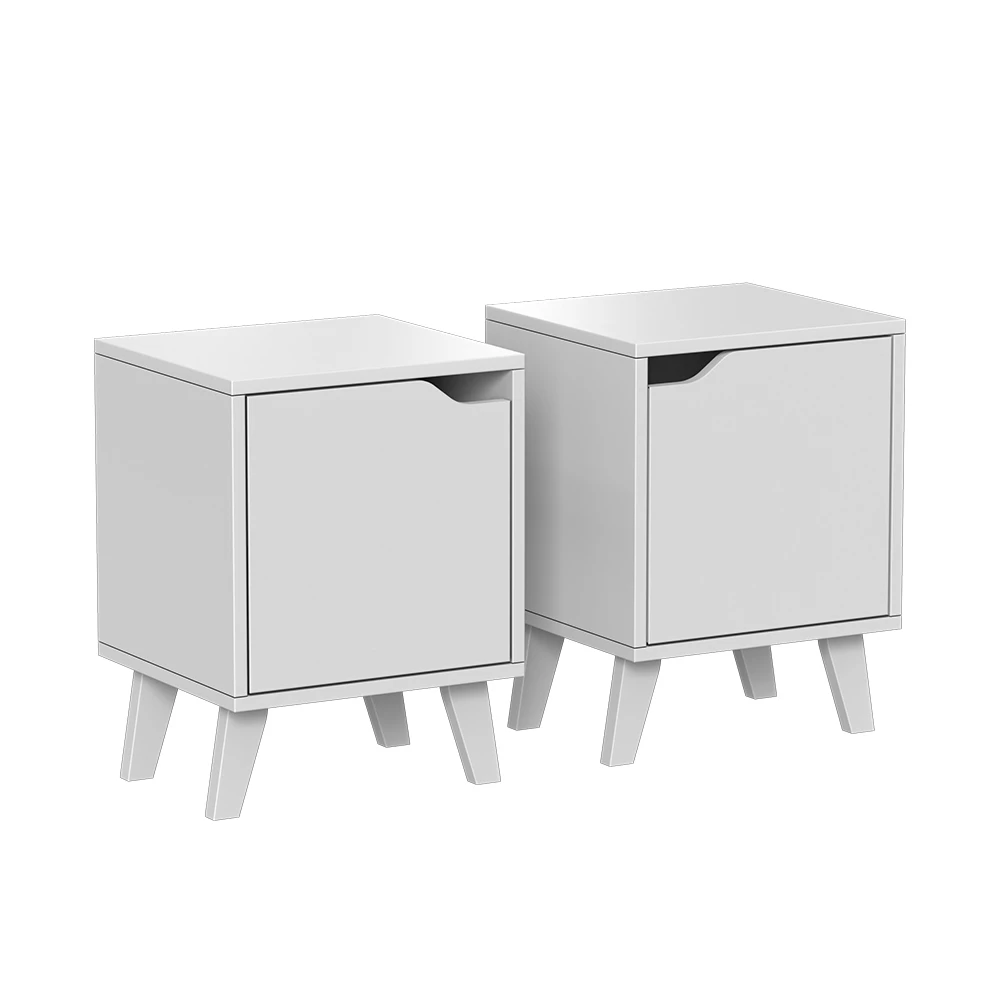 Table de nuit en Blanc sur fond blanc