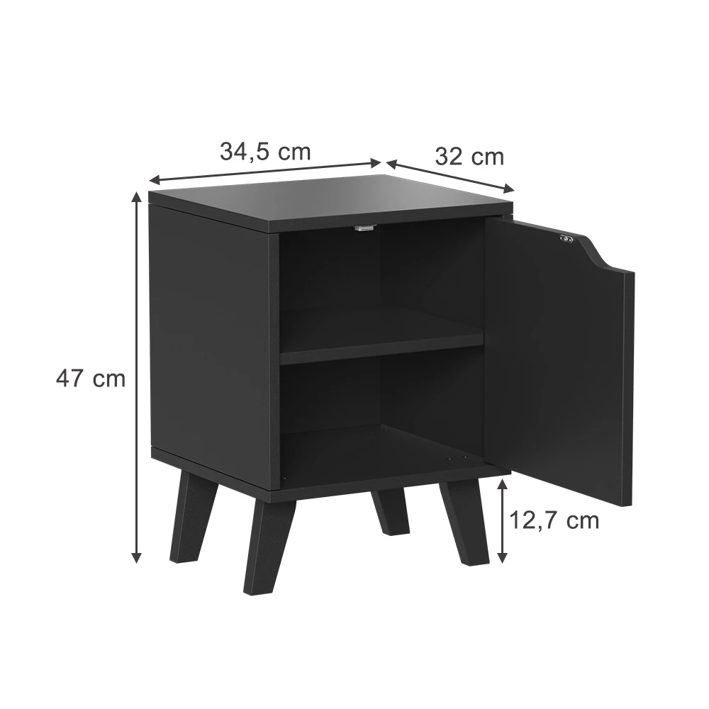 Table de nuit en Noir sur fond blanc