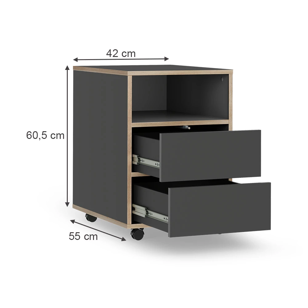 Caisson roulant en Anthracite sur fond blanc