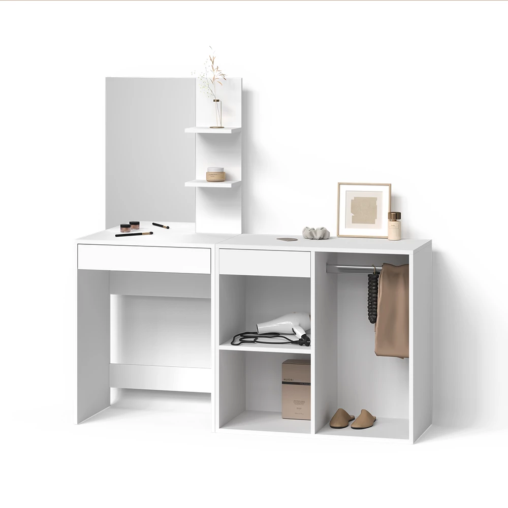 Schminktisch Nola Weiß 140 cm mit Schrank livinity®