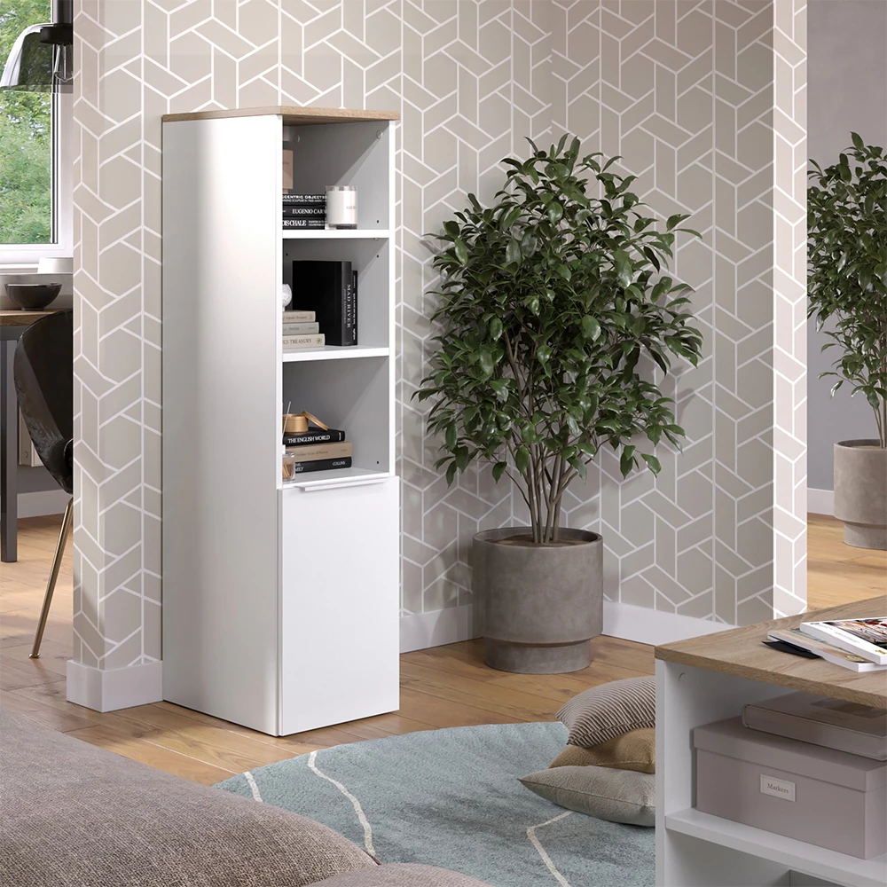 Universalschrank in Weiß/Sonoma auf weißem Hintergrund
