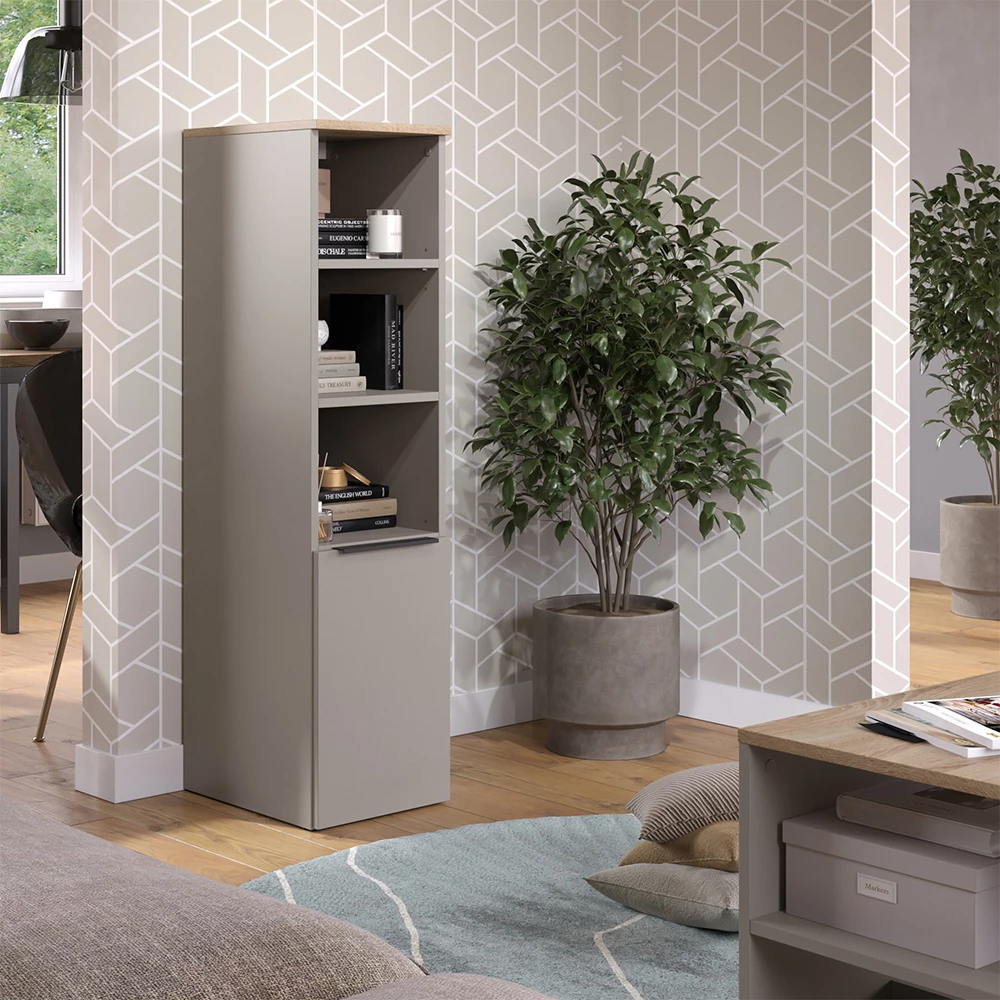Universalschrank in Greige auf weißem Hintergrund