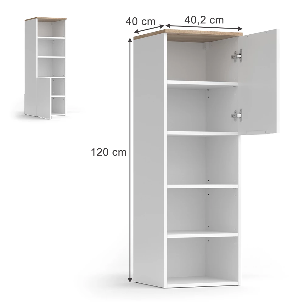 Dulap universal in Alb/Sonoma on white background