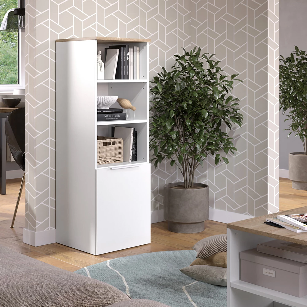 Universalschrank in Weiß/Sonoma auf weißem Hintergrund