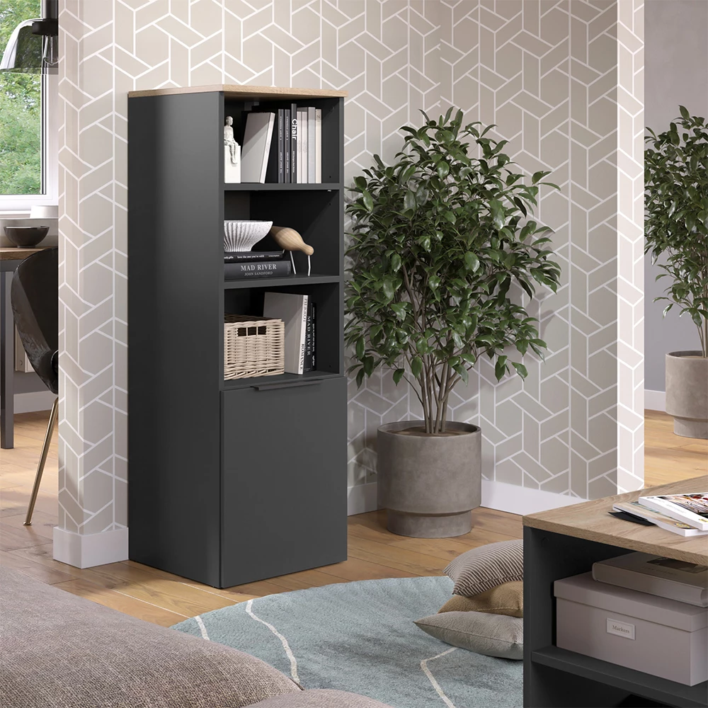 Universalschrank in Anthrazit/Sonoma auf weißem Hintergrund