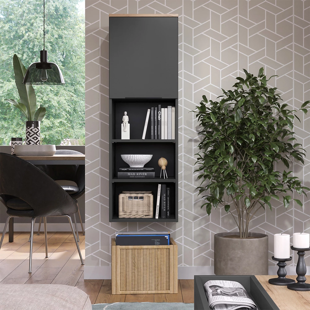Armoire Universelle Wido 40,2x120 Cm - Anthracite/Sonoma, 1 Porte, Rangement Mural Ou Sol