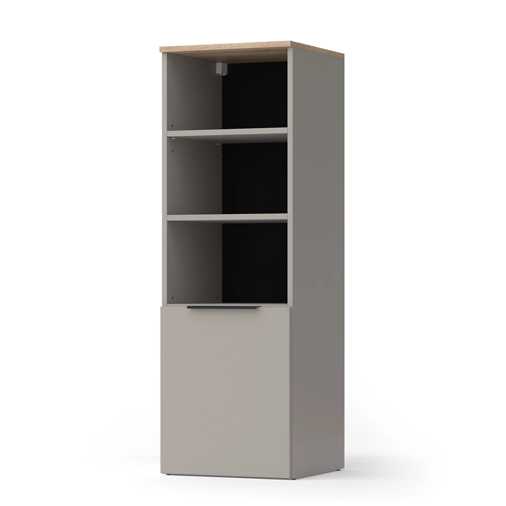 Universal cabinet in Greige on white background