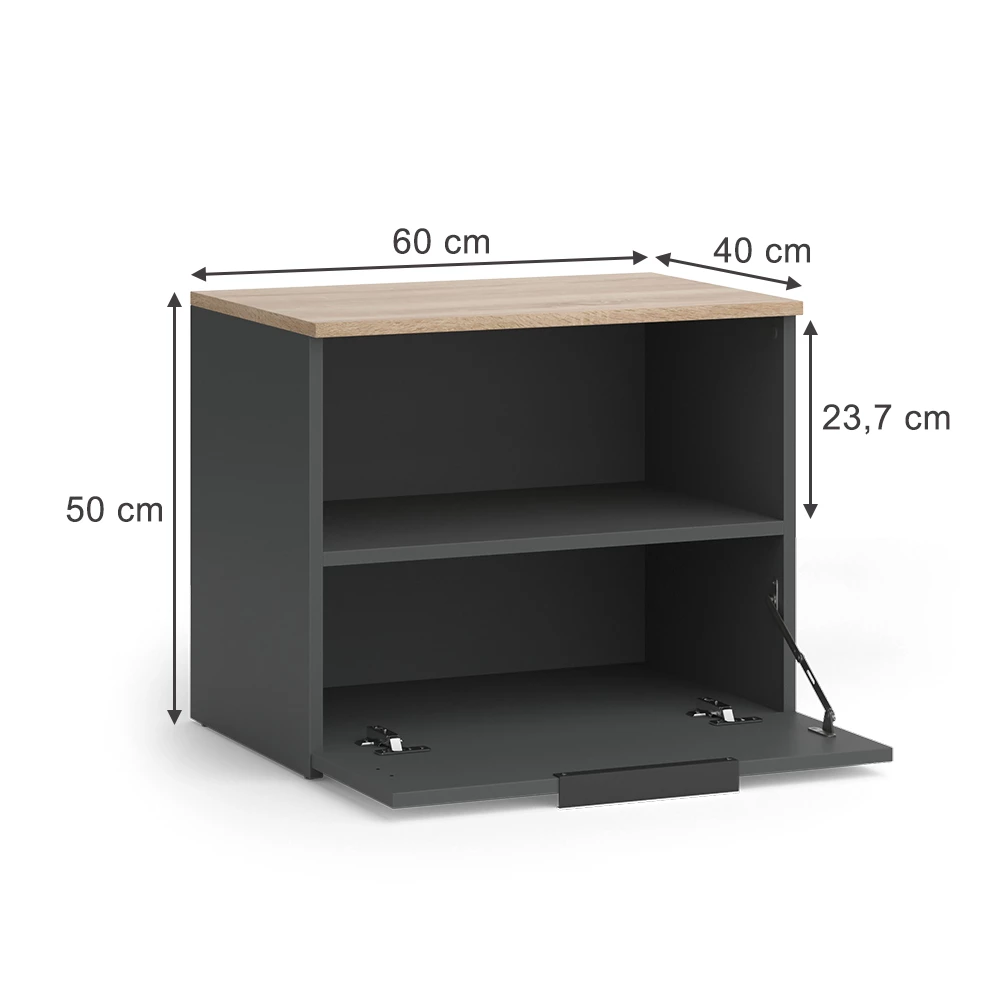 Credenza in Antracite/Sonoma su sfondo bianco