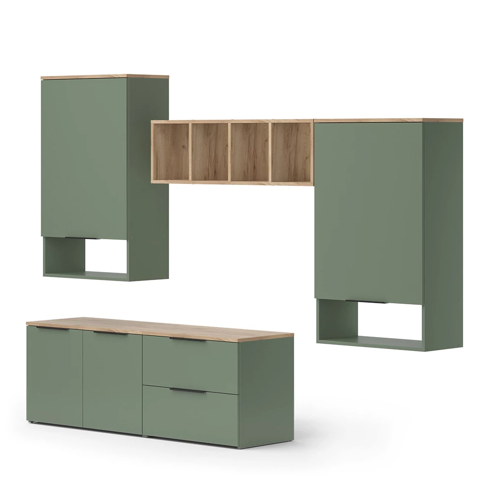 Lakófal Zöld színben fehér háttéren