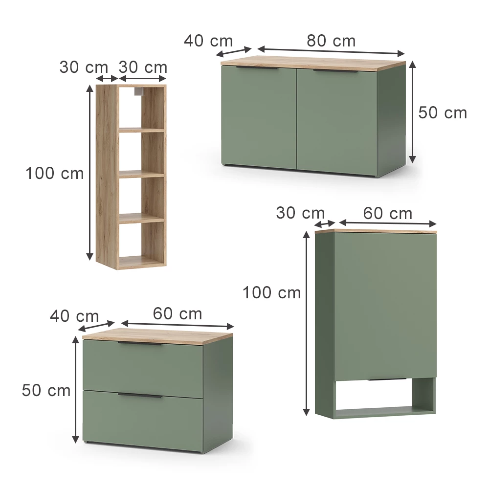 Seinäkaappi in Vihreä on white background