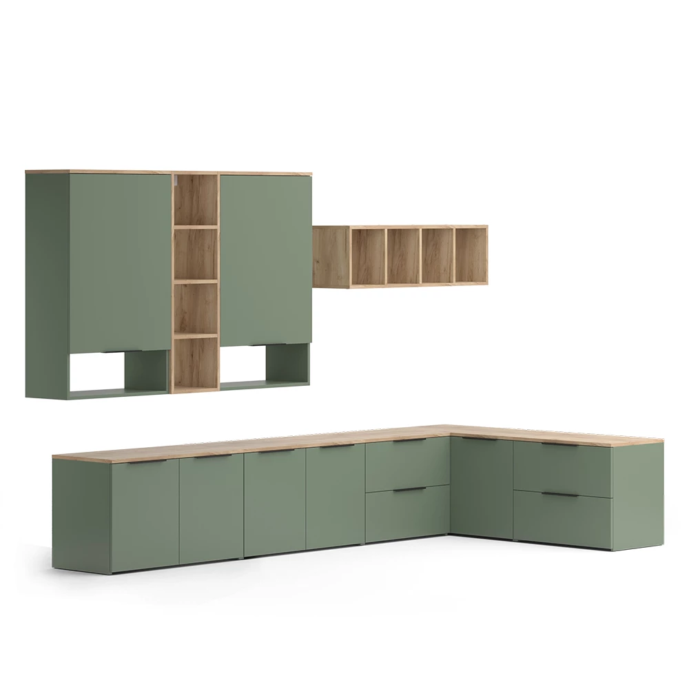 Lakófal Zöld színben fehér háttéren