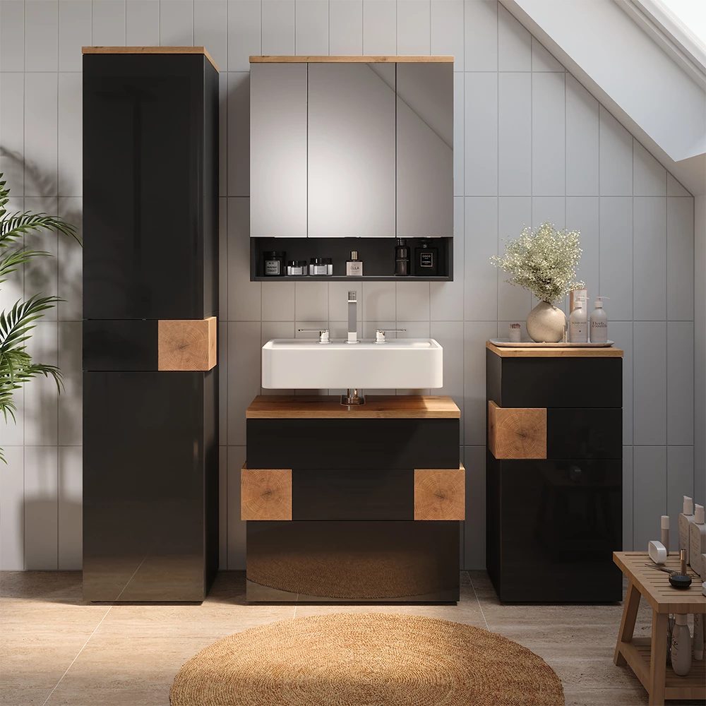 Meubles bain Eden Anthracite 4 parties Vicco