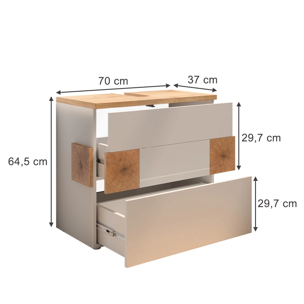Ormarić Ispod Umivaonika S Ladicama u boji Bijela   na bijeloj pozadini