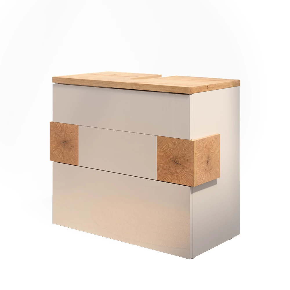 Waschbeckenunterschrank in Weiß auf weißem Hintergrund