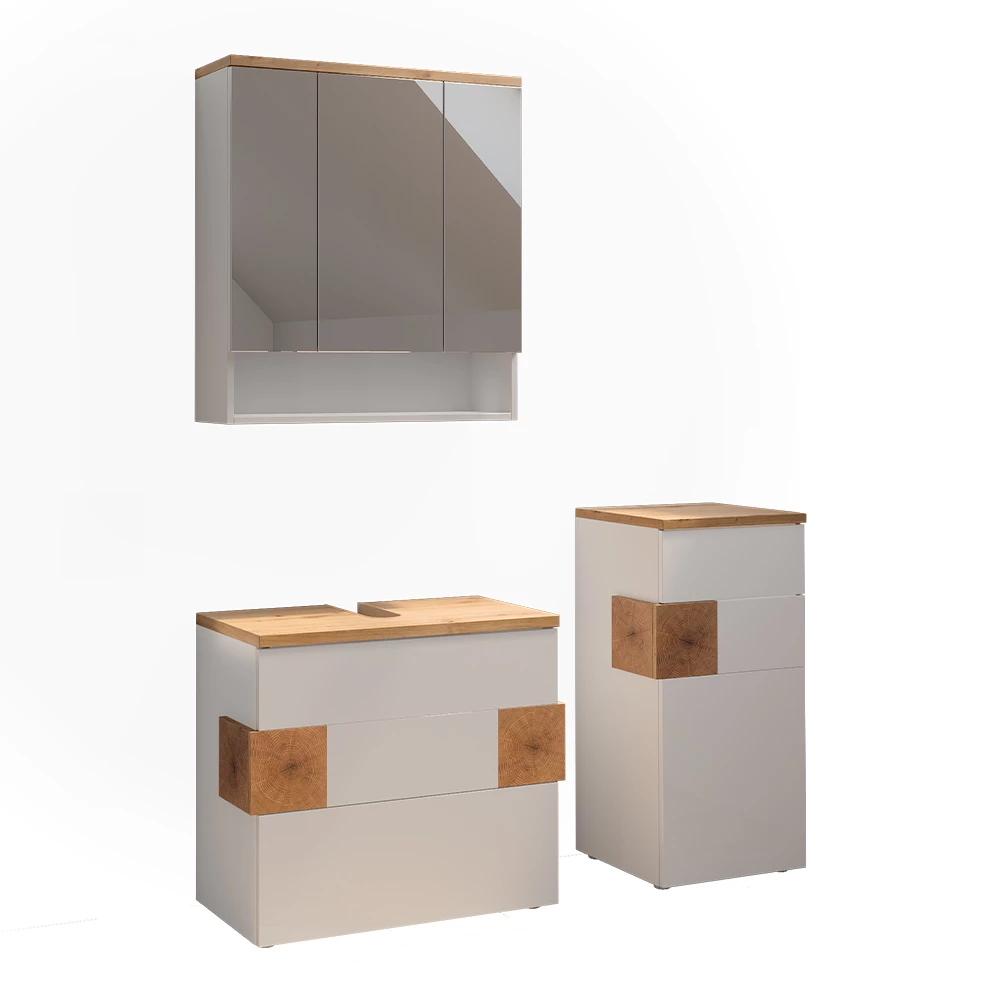 Badmöbel-Set in Weiß auf weißem Hintergrund