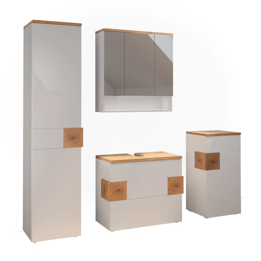 Badmöbel-Set in Weiß auf weißem Hintergrund