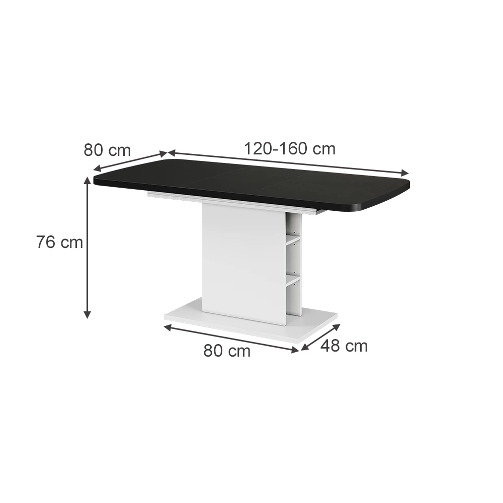 Mesa de comedor en Blanco/negro sobre fondo blanco