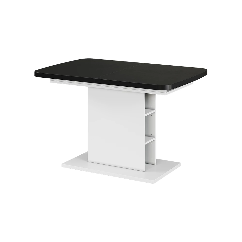 Esstisch in Schwarz/Weiß auf weißem Hintergrund