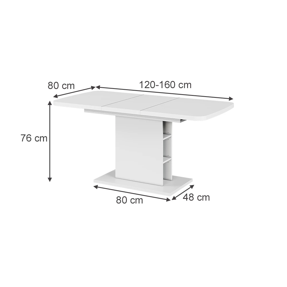 Jedálenský stôl in biely on white background