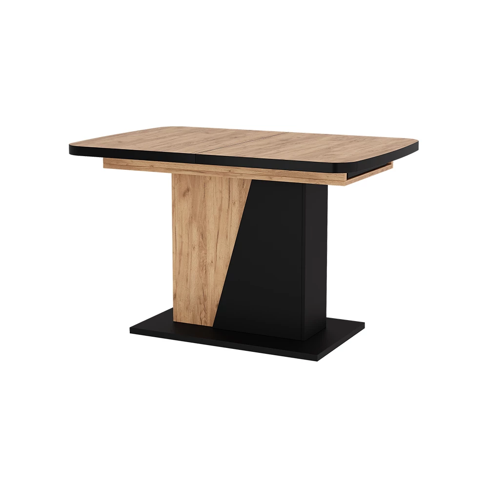 Mesa de comedor en Negro/roble sobre fondo blanco