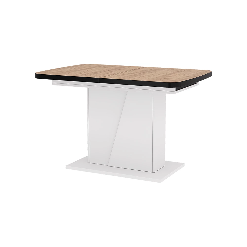 Mesa de comedor en Oro potencia roble/blanco sobre fondo blanco
