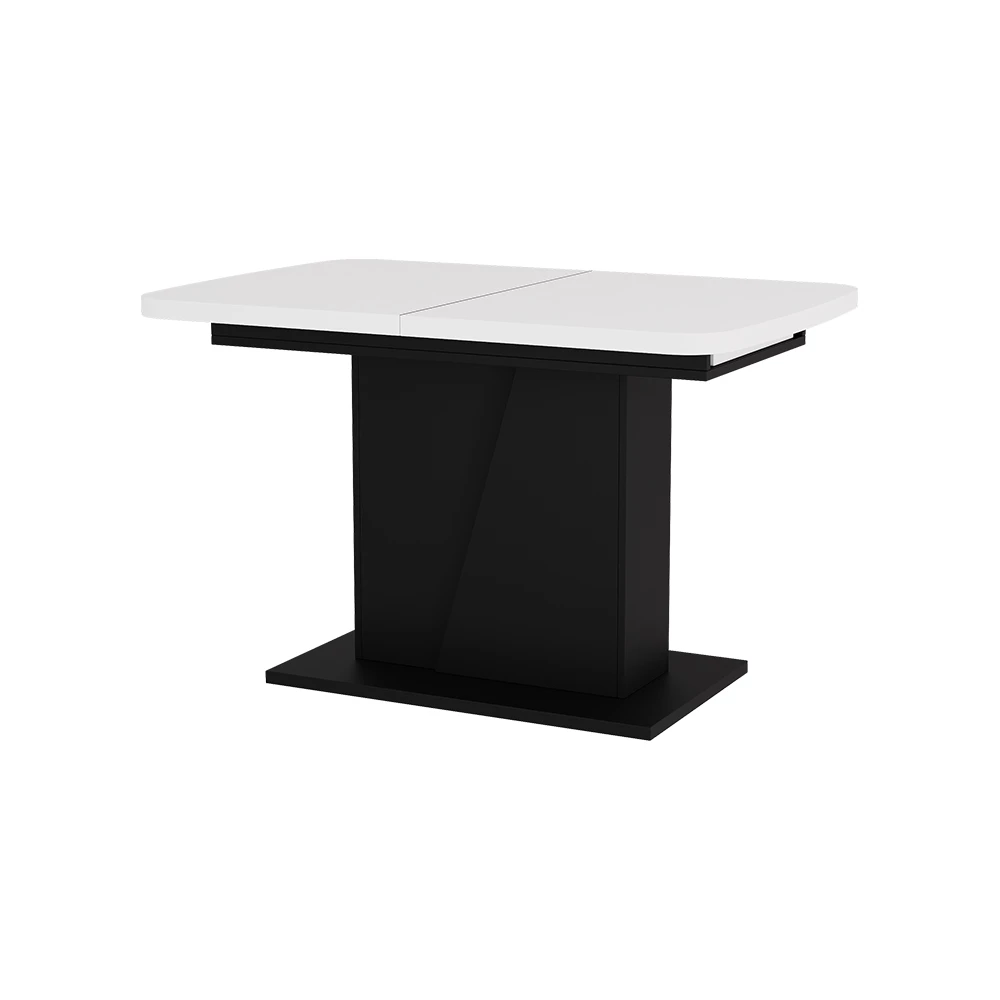 Esstisch in Weiß/Schwarz auf weißem Hintergrund