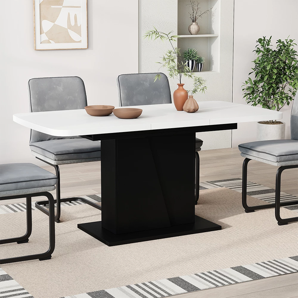 Esstisch Fenaro Weiß/Schwarz 120-160 x 80 cm ausziehbar Vicco | Weiß/Schwarz | Esstisch