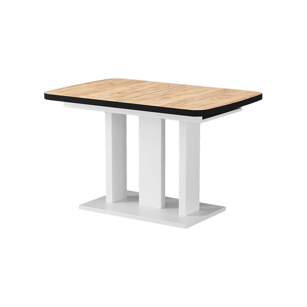 Table de salle à manger en Chêne doré/blanc sur fond blanc