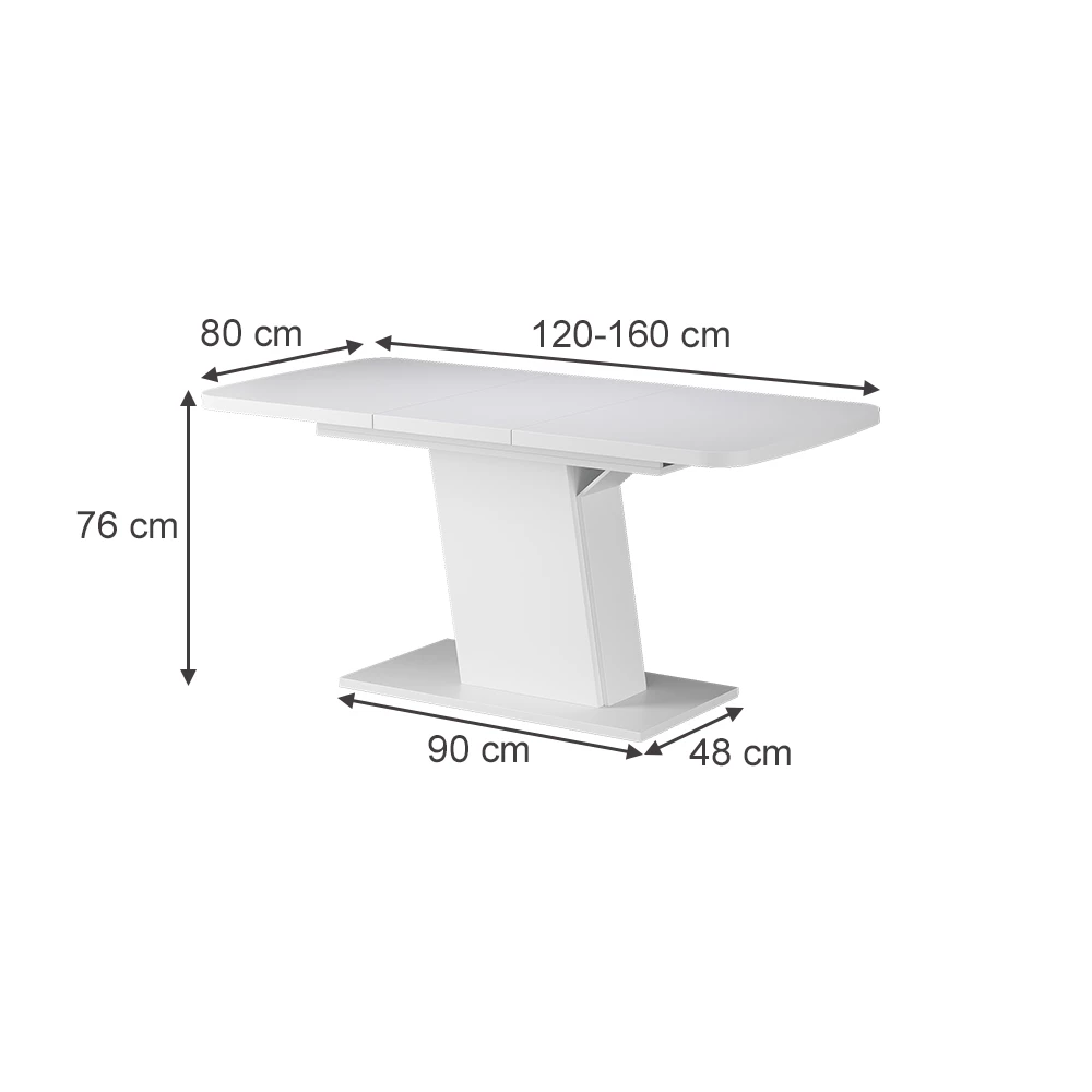 Mesa de comedor en Blanco sobre fondo blanco