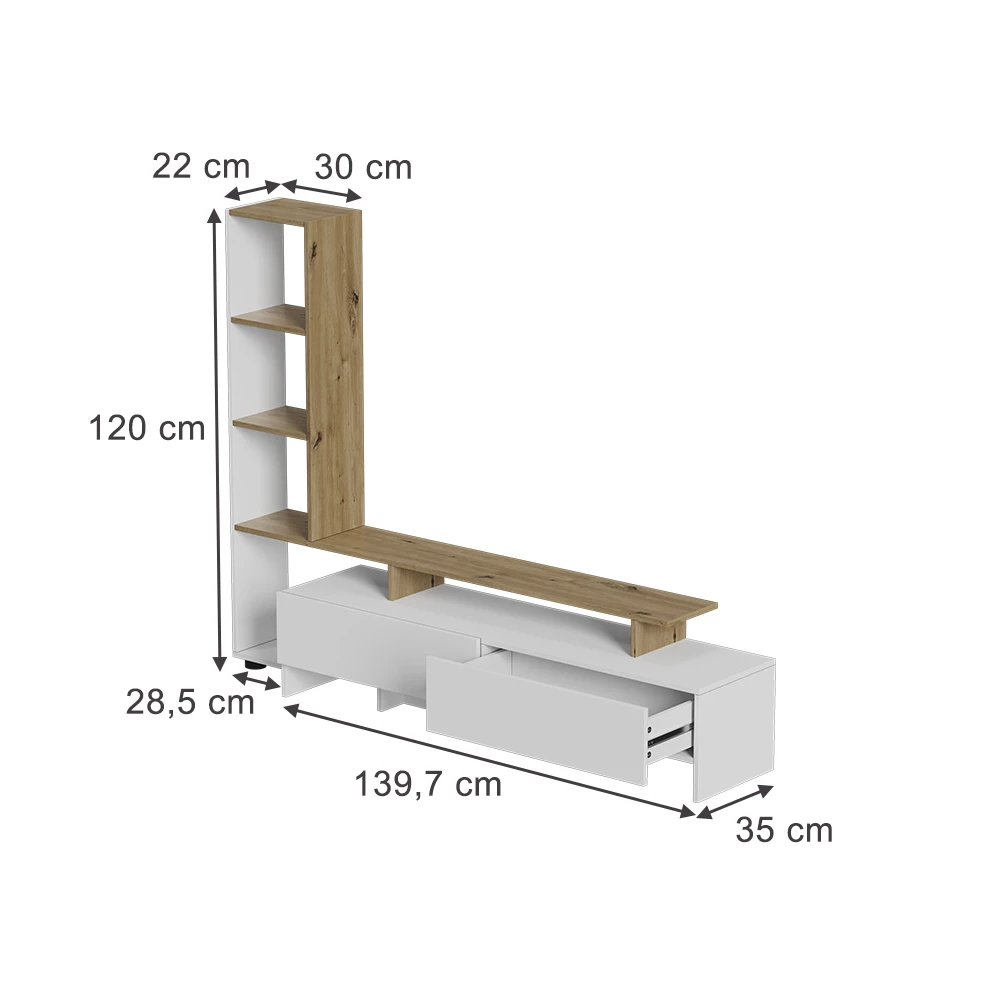 Lowboard in Vit/ek on white background