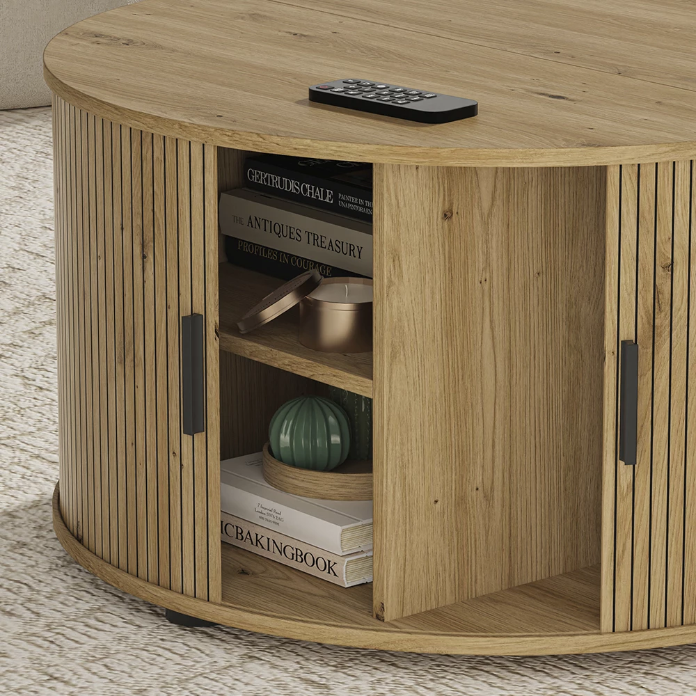 Gros plan de Table basse en Chêne, montrant la texture/les détails