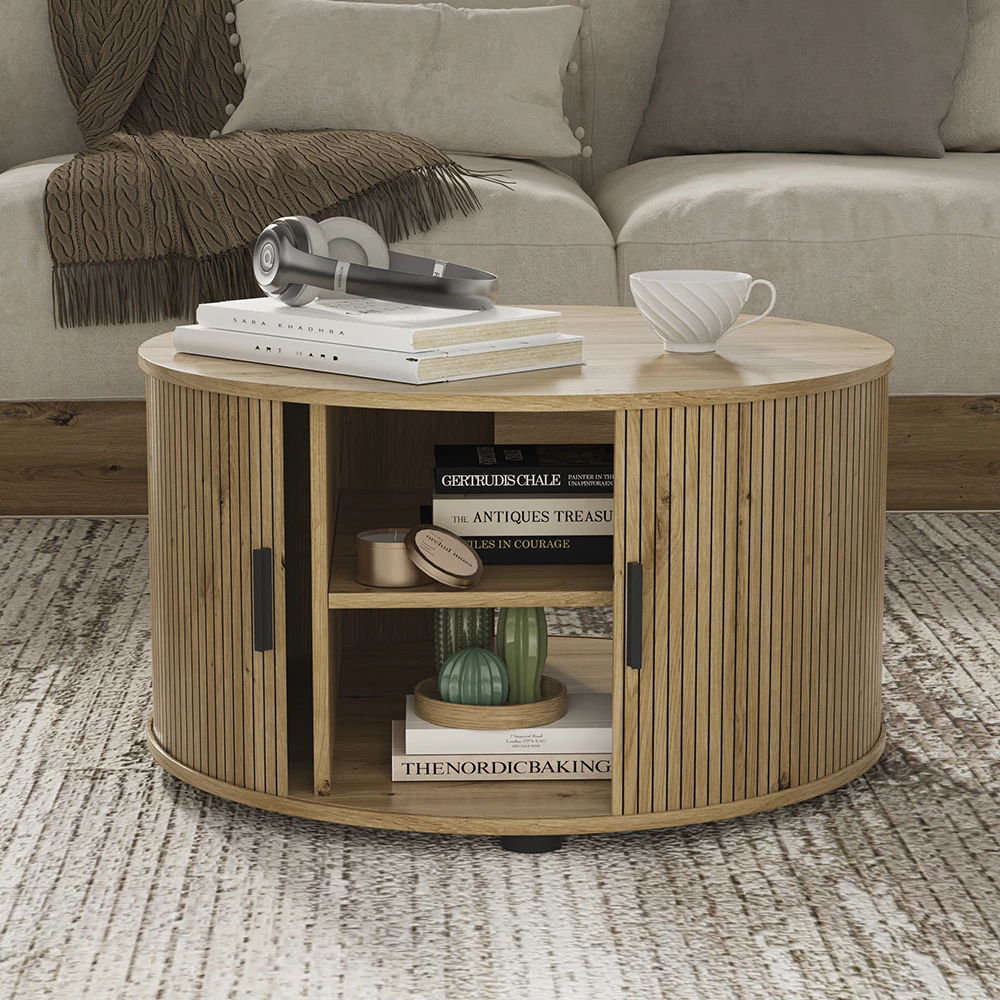 Table basse en Chêne, présenté dans un décor ambiant avec décoration