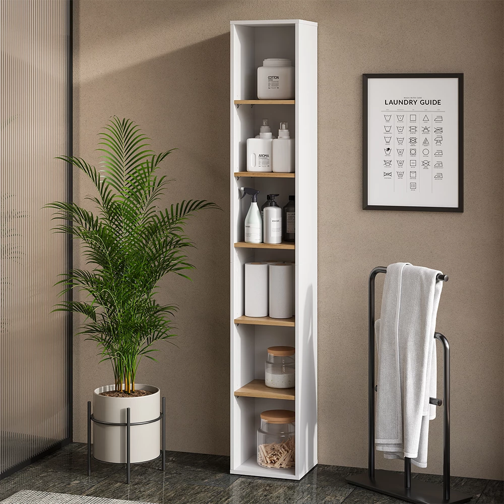 Badkamerkast in Wit/Kunstnijverheid, getoond in een sfeervolle omgeving met decoratie