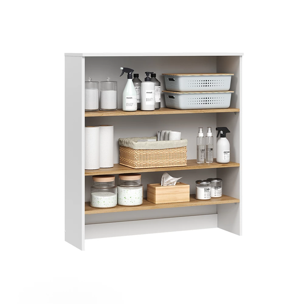 Badkamerkast in Wit/Kunstnijverheid op een witte achtergrond met decoratieve elementen