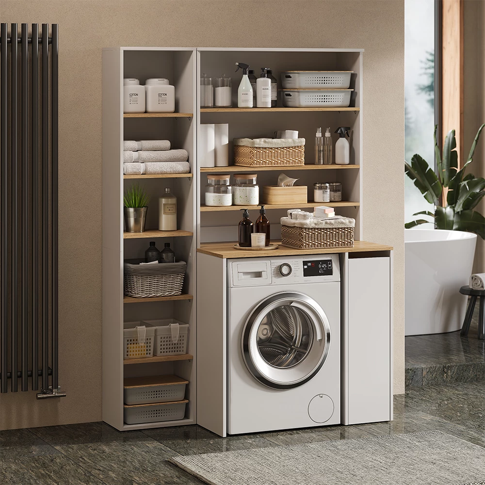 Badkamerkast Viktor Wit/Kunstnijverheid 93.6 x 100.4 cm met open vakken Vicco