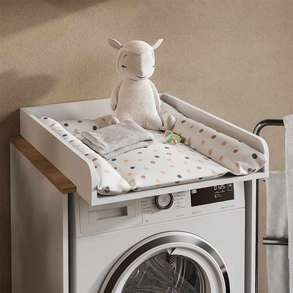 Primo piano di Mobile lavatrice in Bianco/Artisan, mostrando texture/dettagli