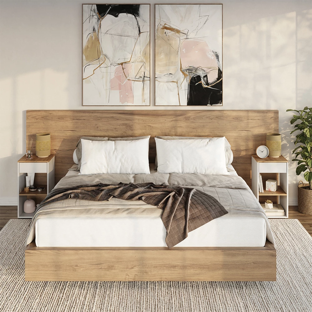 Nachttisch Dany Weiß/Goldkraft Eiche 35 x 65 cm mit 1 Schublade Vicco