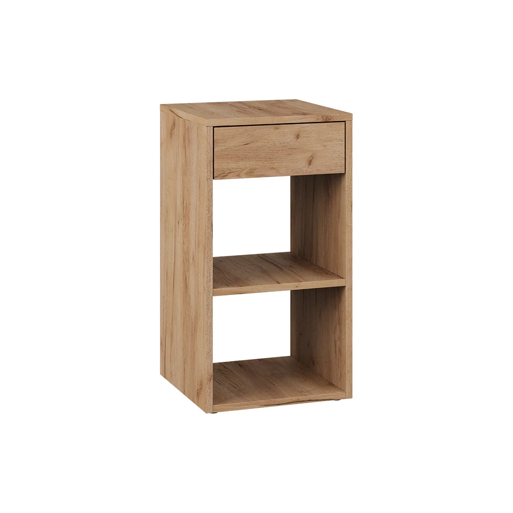 Nachttisch in Goldkraft Eiche auf weißem Hintergrund