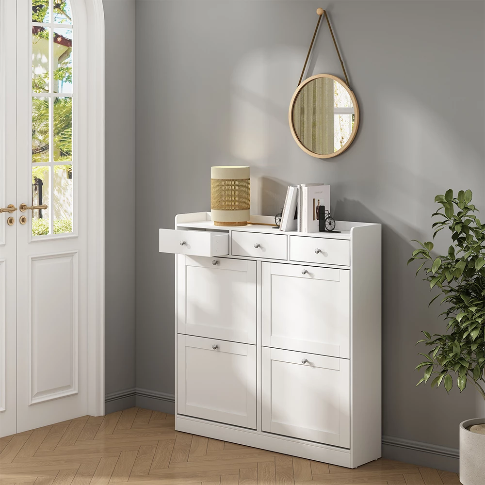 Skotipper Vitto Hvid 100 x 99.5 cm med 3 skuffer og 4 folde rum Vicco